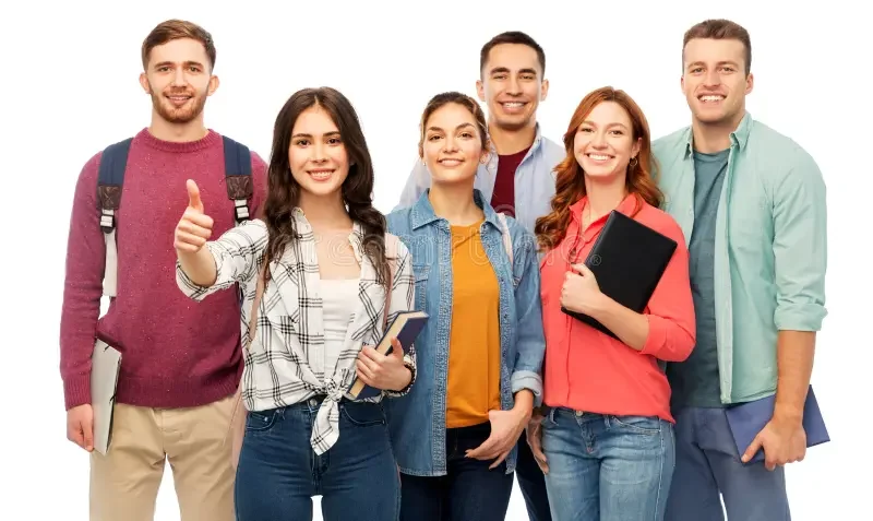 group-smiling-students-showing-thumbs-up-education-high-school-people-concept-books.